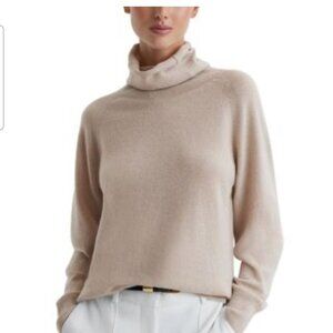 Reiss Florence beige cowl neck 100% cashmere  knit Sweater Sz S